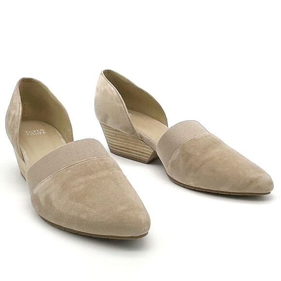 Eileen Fisher Hilly Wedge d'Orsay Pump in Earth Beige Taupe Suede Women’s Size 9 - Picture 16 of 16